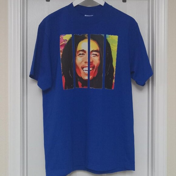 Bob Marley Smiling Clip Art Graphic Print T-Shirt Medium - Picture 1 of 1